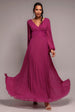 Balloon Sleeve Chiffon Maxi Dress - Magenta by Goddiva