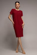 Slouchy Short Sleeve Midi Dress With Round Neck - Wine by Goddiva