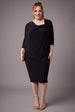 Loose Fit Midi Dress With Asymmetric Neck - Black by Goddiva