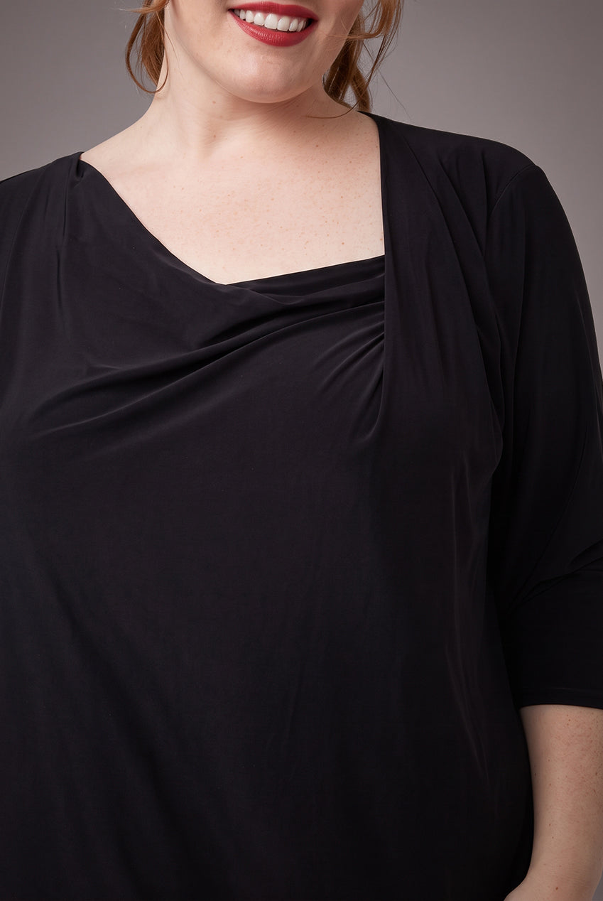 Loose Fit Midi Dress With Asymmetric Neck - Black DR3092
