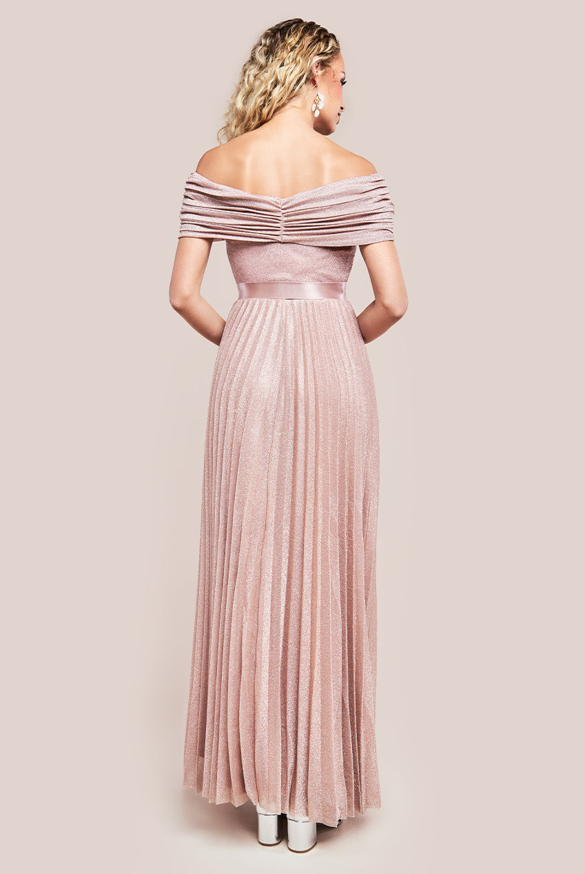 Bardot Pleated Skirt Maxi Dress - Blush DR3096A