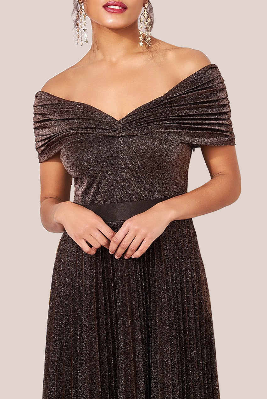 Bardot Pleated Skirt Maxi - Bronze DR3096A