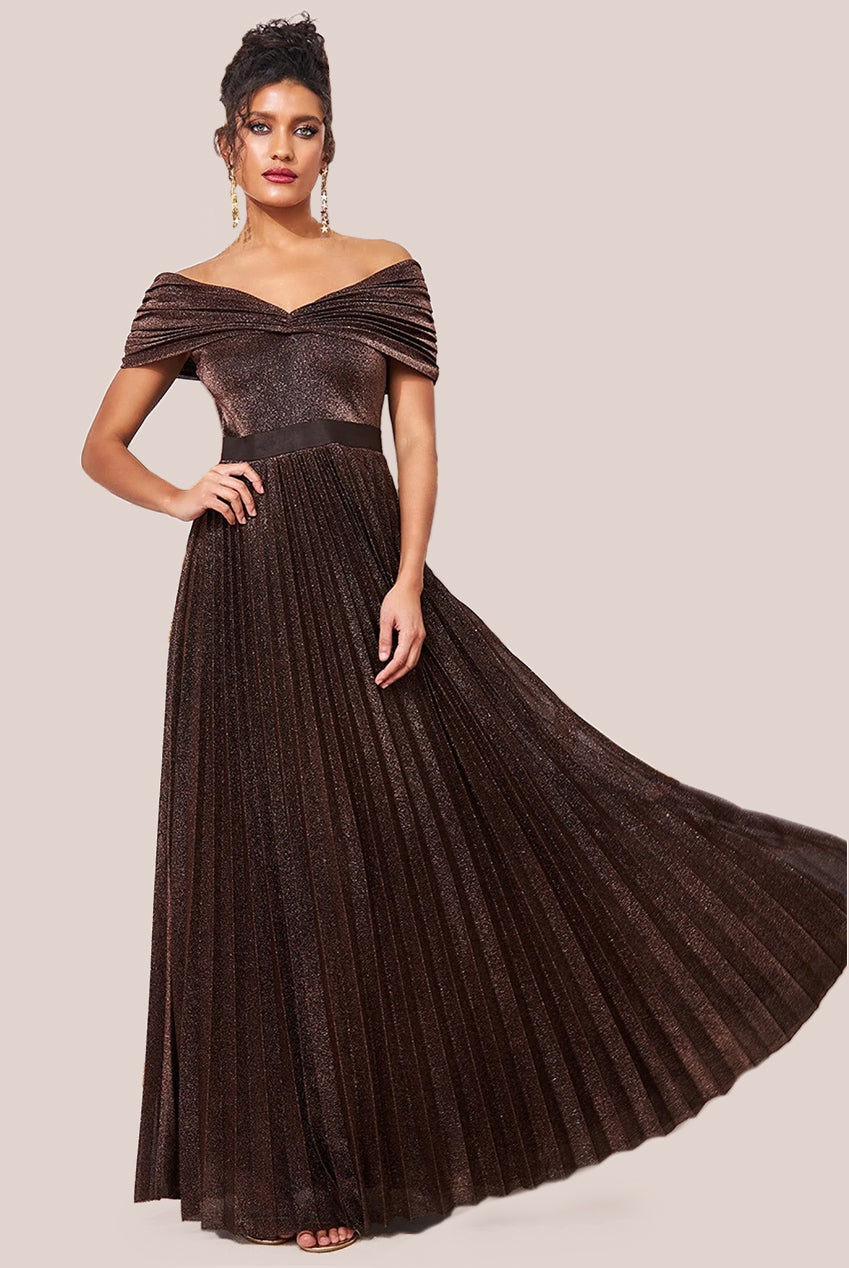 Bardot Pleated Skirt Maxi - Bronze DR3096A