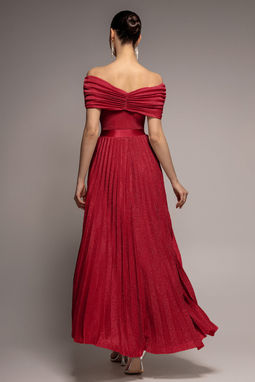 Bardot Pleated Skirt Maxi Dress - Wine DR3096A