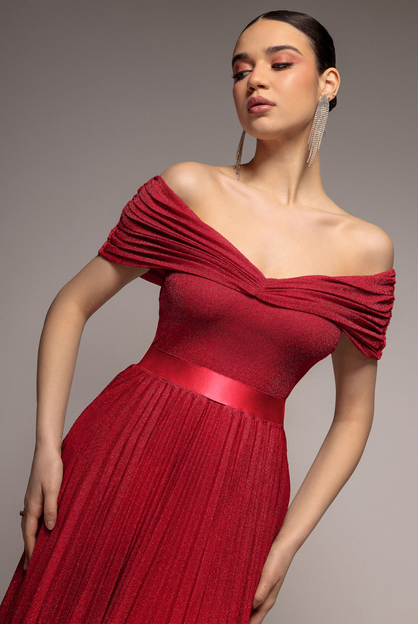 Bardot Pleated Skirt Maxi Dress - Wine DR3096A
