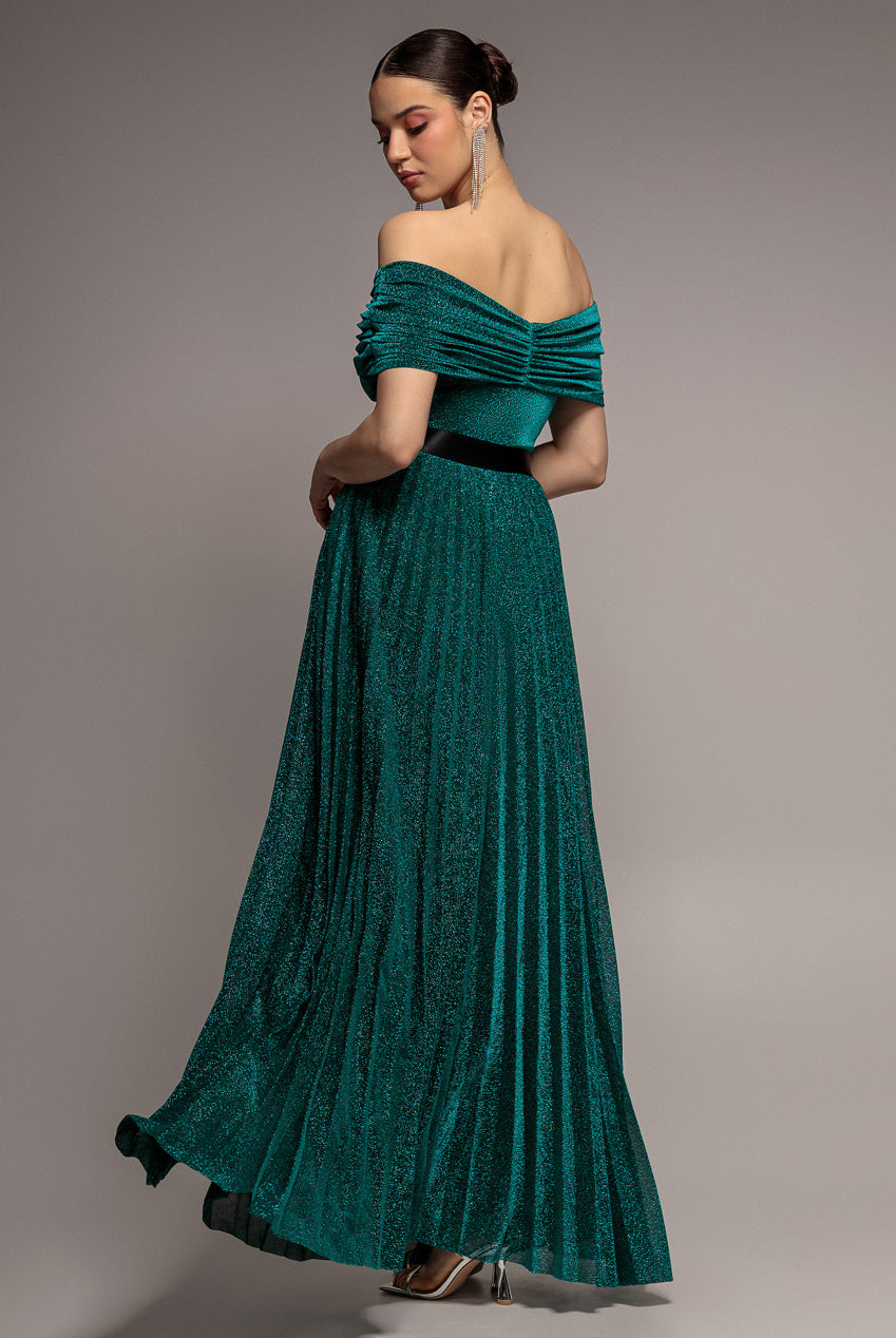 Bardot Pleated Skirt Maxi Dress - Emerald DR3096A