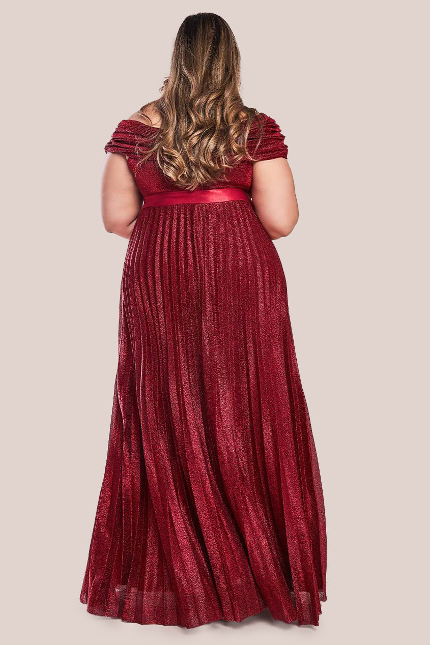 Bardot Pleated Skirt Maxi Dress - Red DR3096P