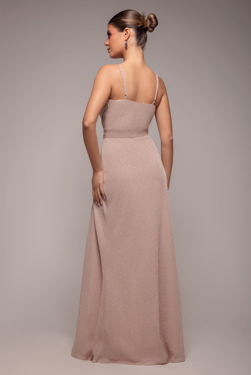 Wrap Style Spaghetti Strap Maxi With Split - Blush DR3137A