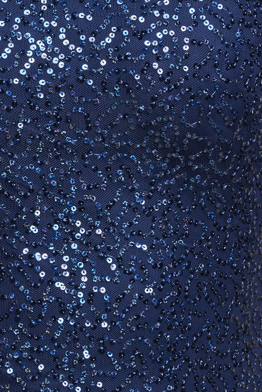 Cowl Back Sequin Maxi Dress - Navy DR3191