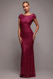 Cowl Back Sequin Maxi - Burgundy by Goddiva