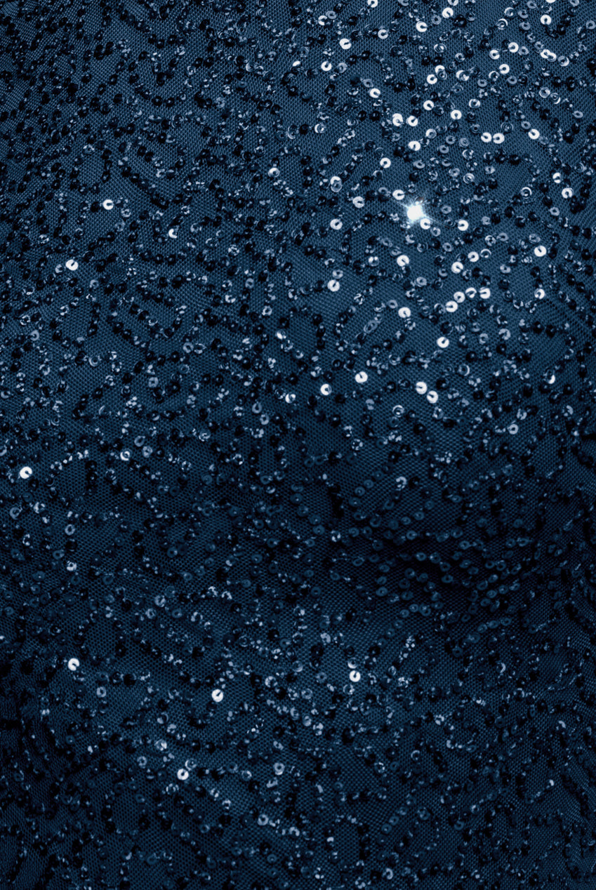 Cowl Back Sequin Maxi Dress - Navy DR3191