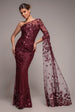 Sequin Mesh One Shoulder Evening Maxi - Burgundy by Goddiva