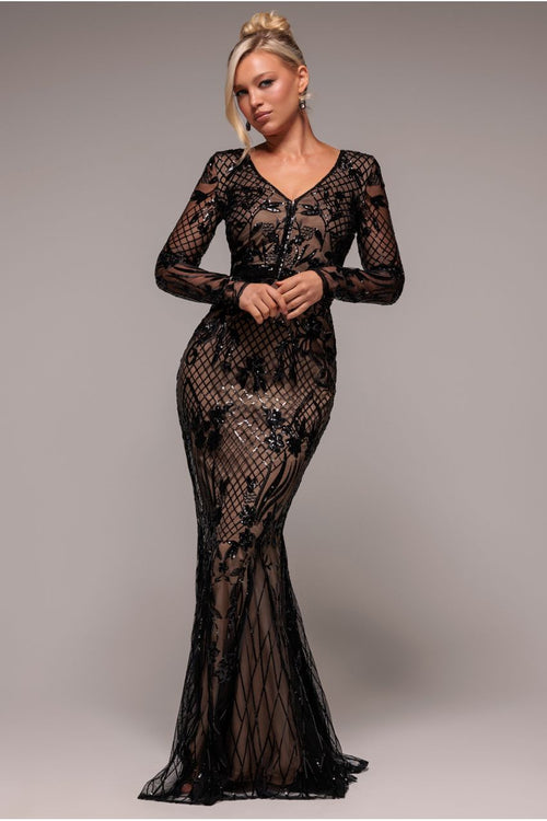 rose gold black dress Prom 2023 Girls Slay Sequin V Neck Tulle Ruffles  DCdress A gorgeous Black And Rose Gold Sequin