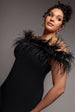 Off The Shoulder Feather Midi Dress - Black by Goddiva Plus