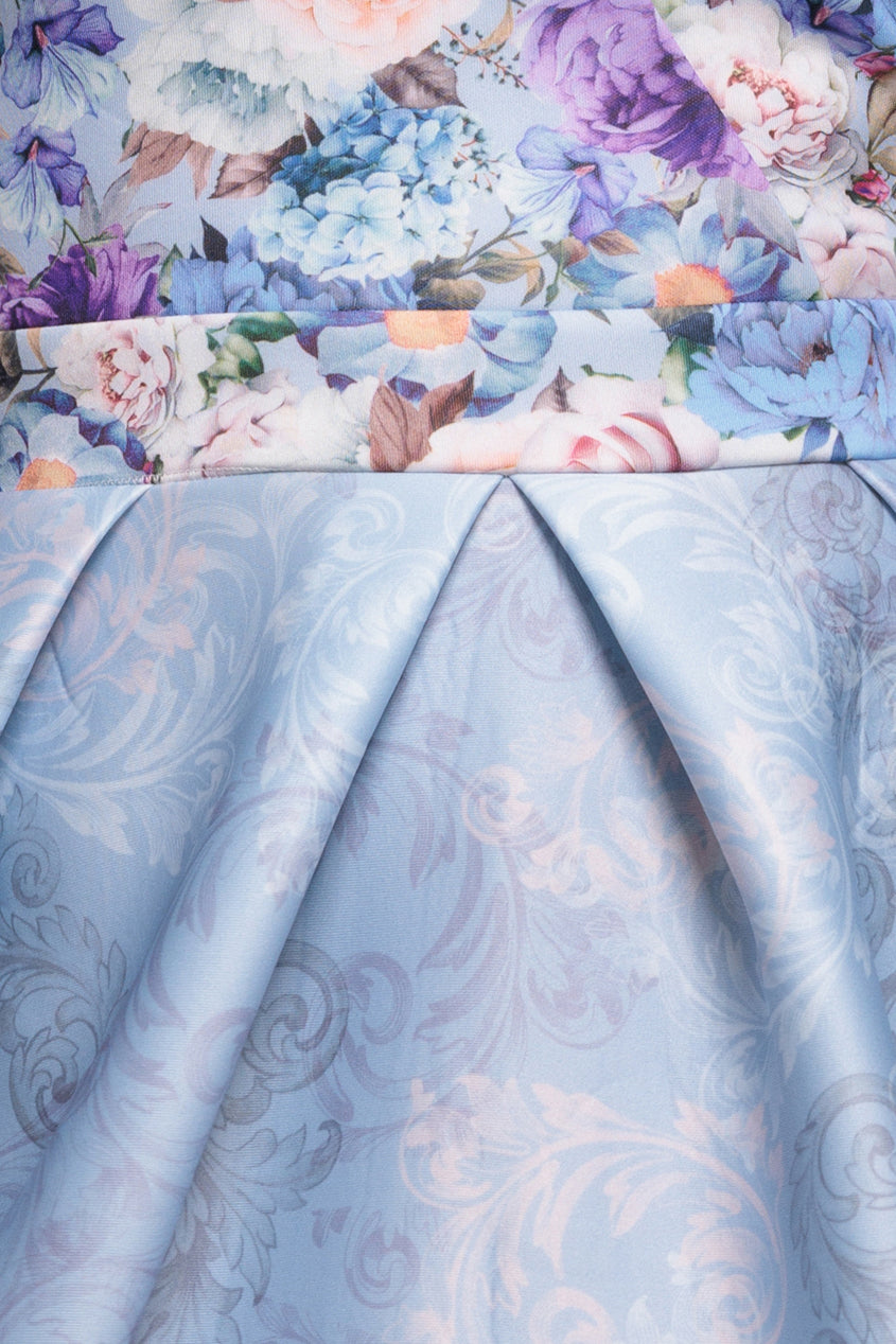 Sweetheart Floral Midi Dress - Powder Blue DR3207