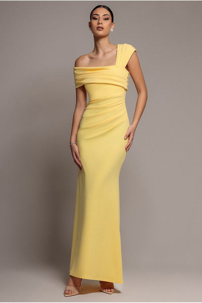 One Shoulder Evening Maxi Dress - Navy