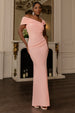 One Shoulder Scuba Crepe Evening Maxi Dress - Blush Pink by Goddiva