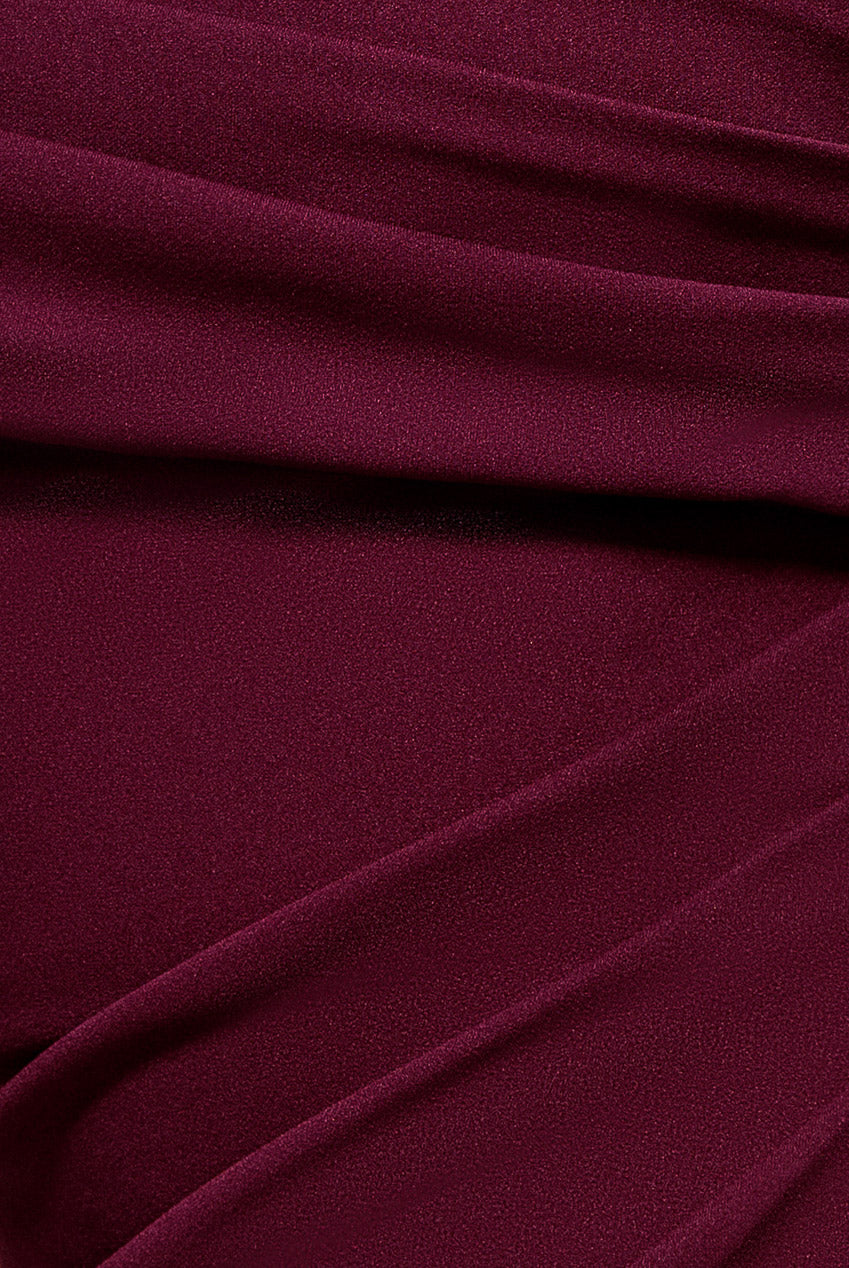 One Shoulder Asymmetric Scuba Crepe Maxi Dress - Plum DR3231