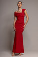 One Shoulder Evening Maxi Dress - Red by Goddiva