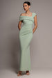 One Shoulder Asymmetric Scuba Crepe Maxi Dress - Sage Green by Goddiva