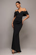 Off The Shoulder Draped Sleeve Maxi Dress - Black by Goddiva
