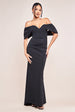 Off The Shoulder Draped Sleeve Maxi Dress - Black by Goddiva