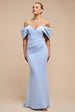 Off The Shoulder Draped Sleeve Maxi Dress - Blue by Goddiva