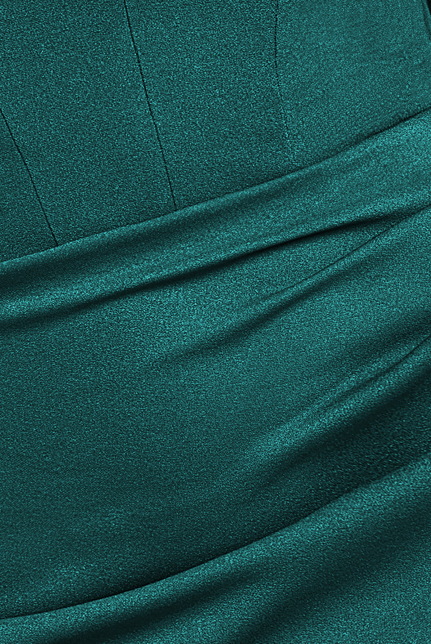 Off The Shoulder Draped Sleeve Maxi Dress - Emerald Green DR3259