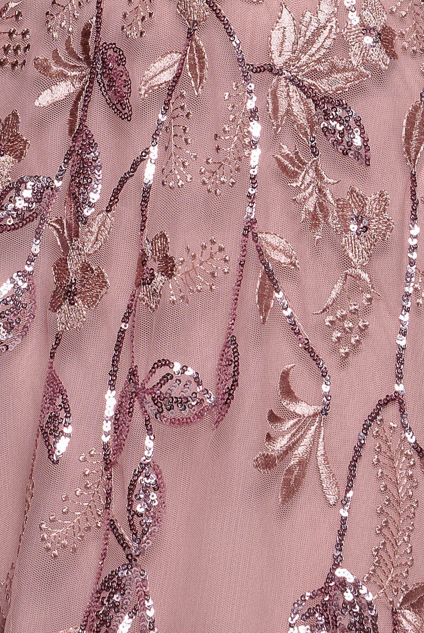 Flared Sleeve Embroidered Maxi Dress - Blush DR3279