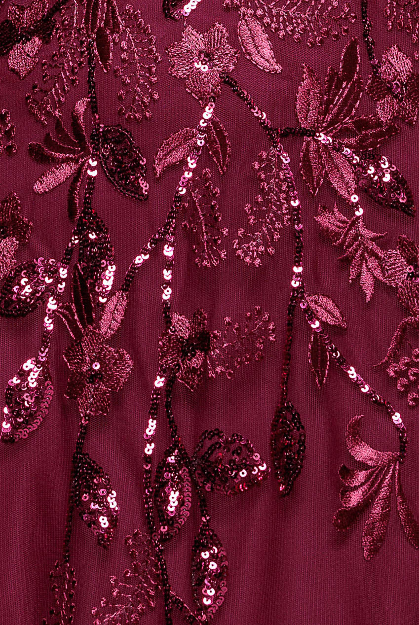 Flared Sleeve Embroidered Maxi Dress - Magenta DR3279A