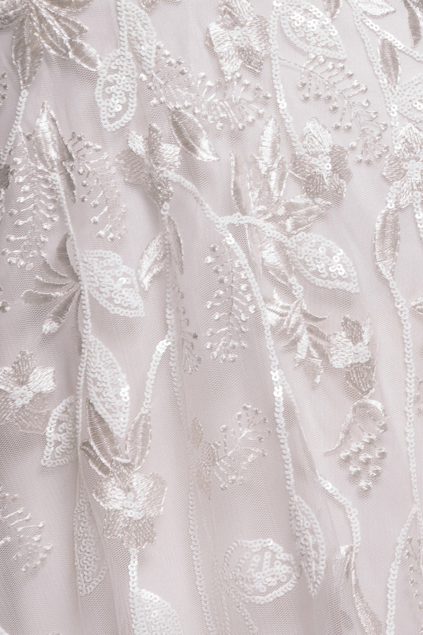 Flared Sleeve Embroidered Maxi Dress - White DR3279A