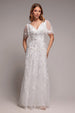 Flared Sleeve Embroidered Maxi Dress - White by Goddiva
