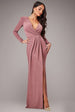 Front Crossover Lurex Split Maxi - Rose by Goddiva