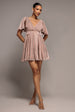 Sparkle Lurex Mini Skater Dress - Blush Pink by Goddiva