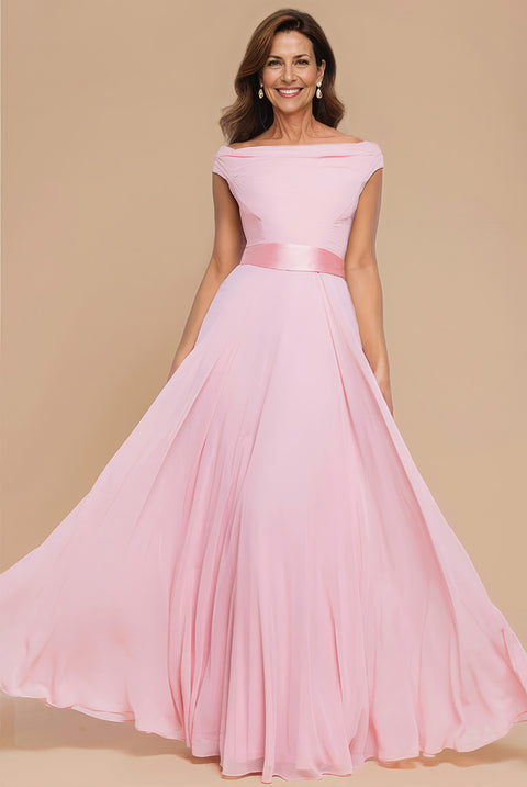 Cowl Neck Chiffon Maxi Dress - Blush Pink by Goddiva