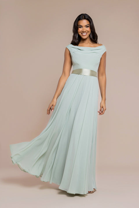 Goddiva Cowl Neck Chiffon Maxi Dress - Sage Green