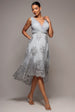 Pleated Satin Bodice High And Low Dress - Grey by Goddiva
