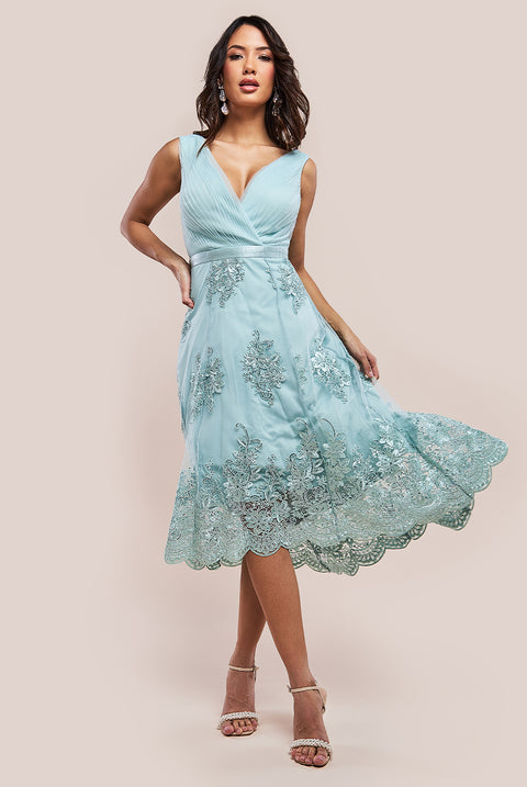 Jade green wedding guest dress best sale