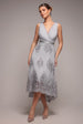 Pleated Satin Bodice High And Low Dress - Grey by Goddiva
