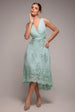 Pleated Satin Bodice High And Low Dress - Sage Green by Goddiva
