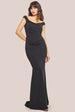 Goddiva Off The Shoulder Scuba Maxi Dress - Black