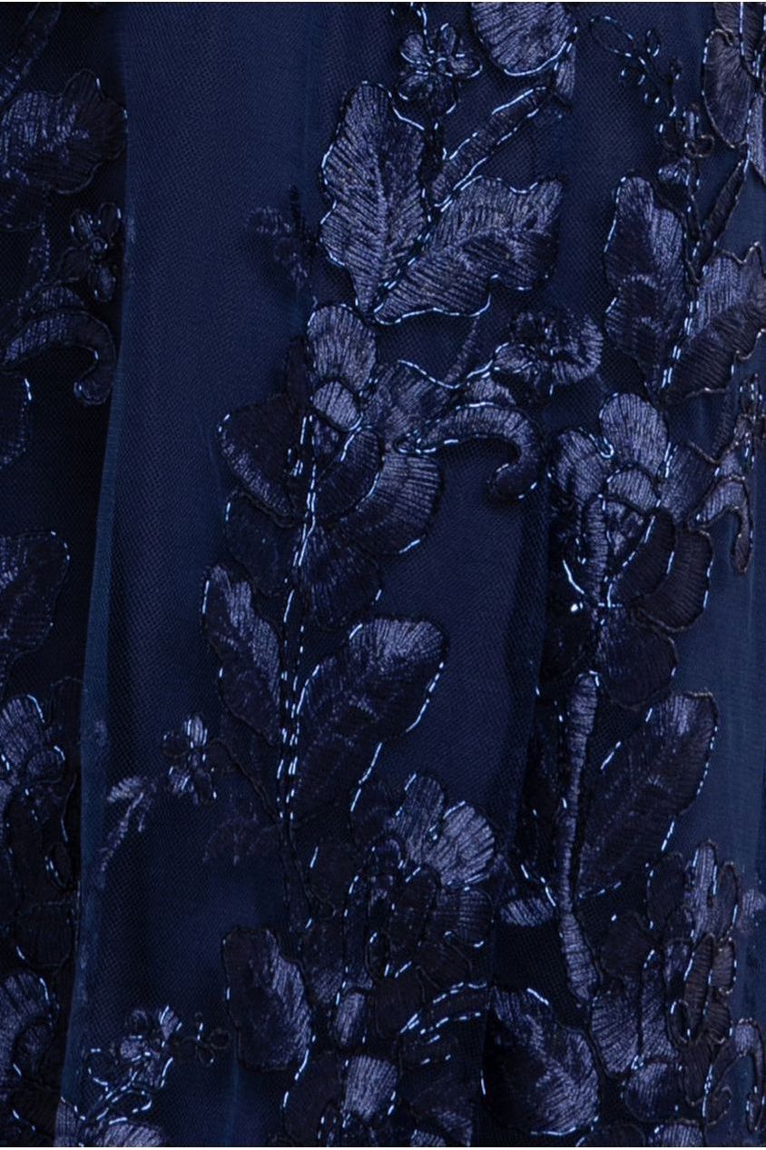 Halter Neck Lace High And Low Dress - Navy Blue DR3346M