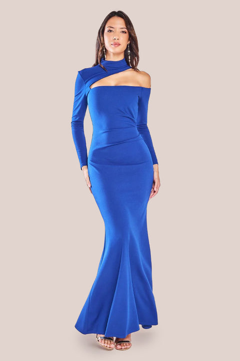 Cutout Scuba Crepe Maxi Dress - Royalblue DR3402