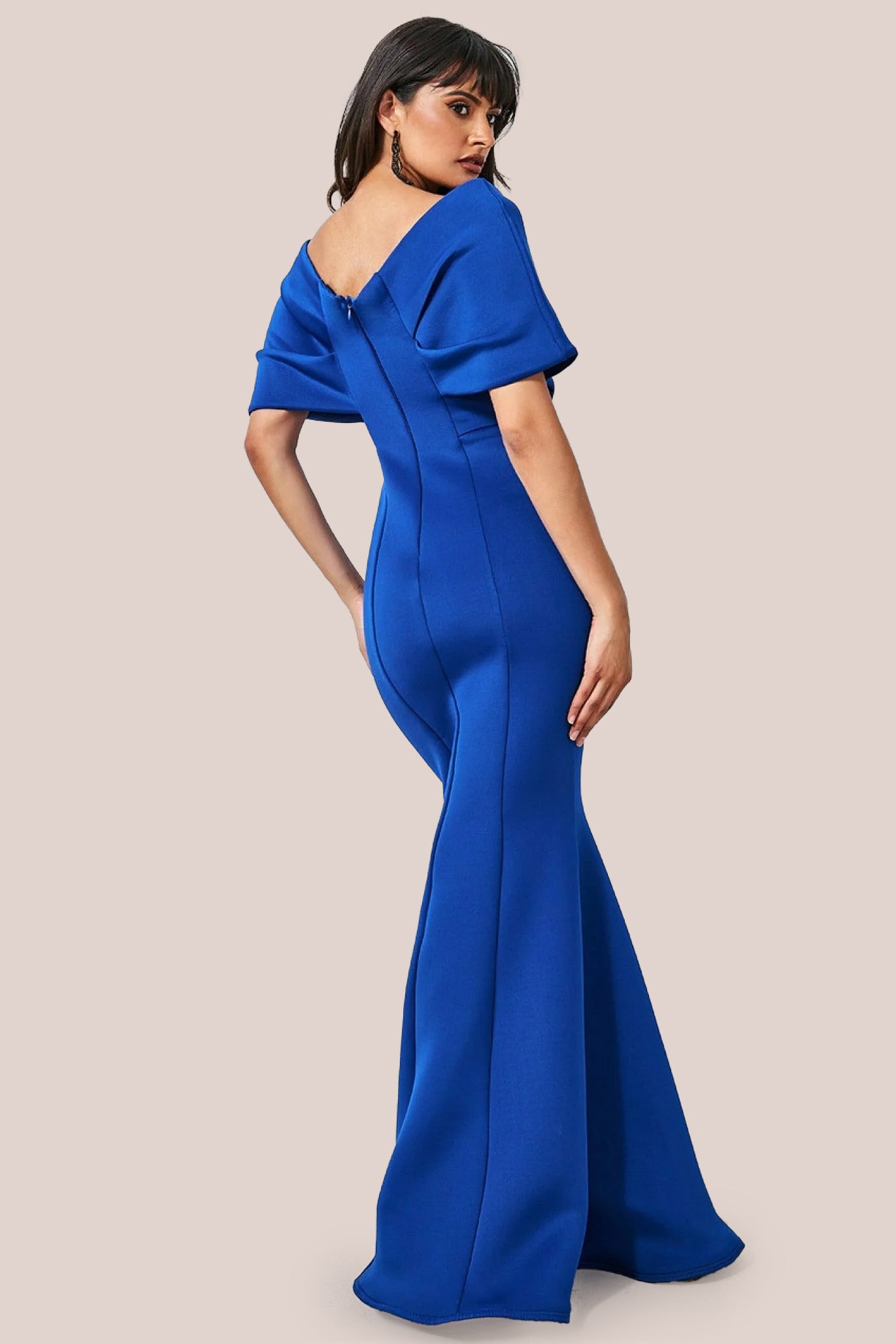 Off The Shoulder Scuba Foam Maxi - Royal Blue DR3408