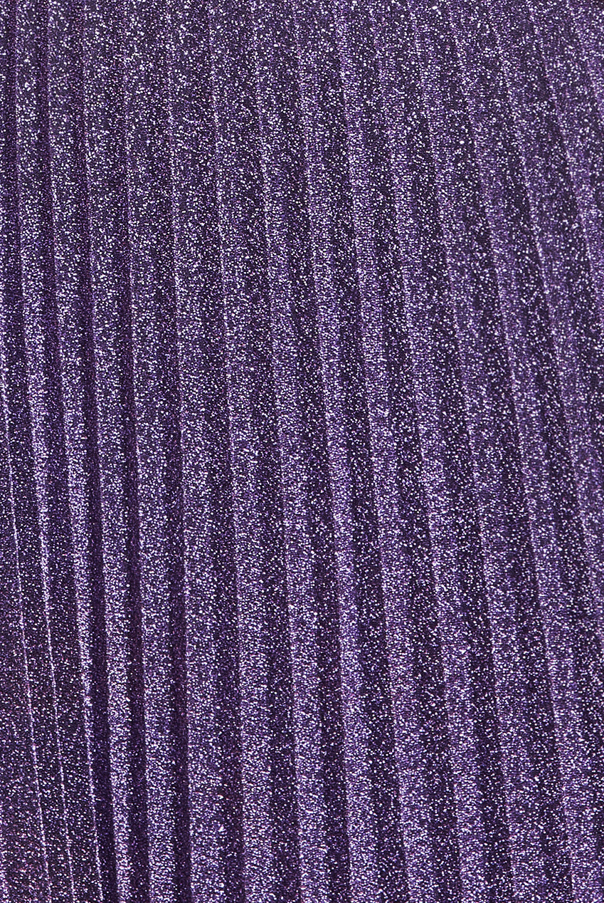 Lurex Halterneck Pleated Maxi Dress - Purple DR3429