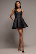 Jacquard Sleeveless A-line Mini Dress - Black by Goddiva