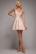 Jacquard Sleeveless A-line Mini Dress - Blush Pink by Goddiva