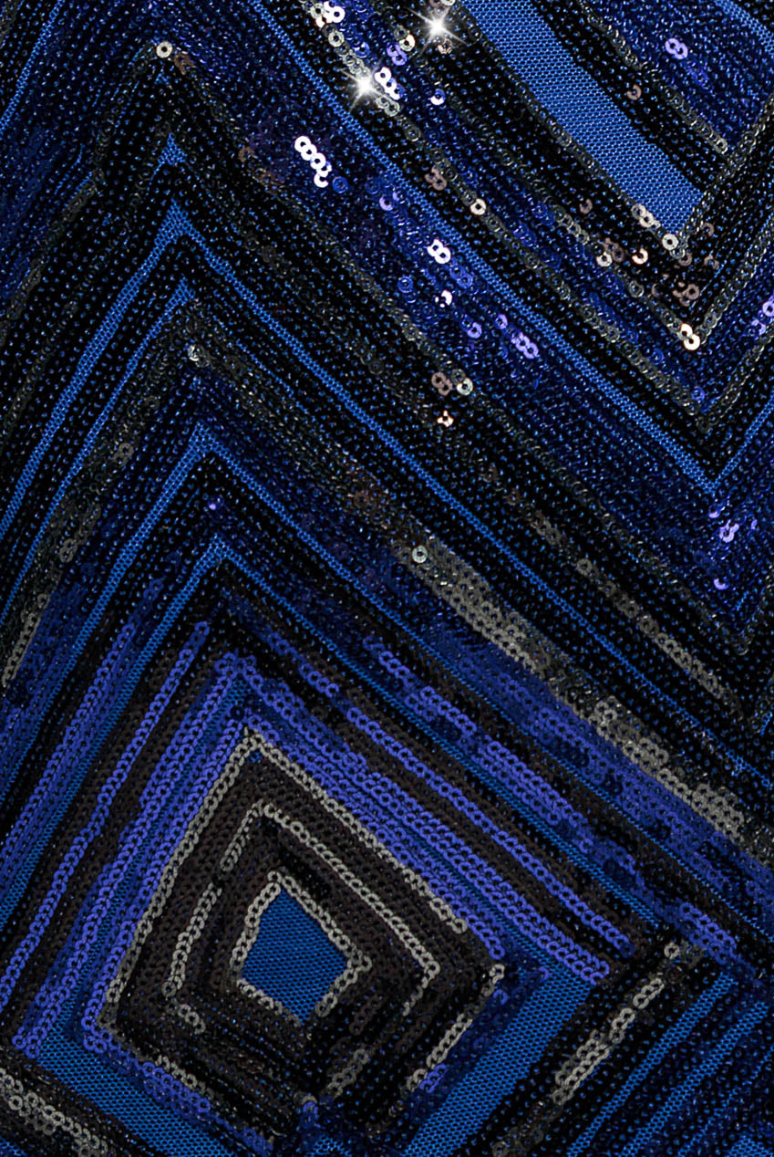 Geometric Sequin Sleeveless Maxi - Royal Blue DR3461