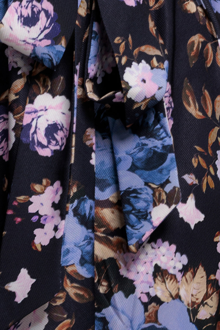 Flutter Sleeve Printed Midi Dress - Navy Print DR3462