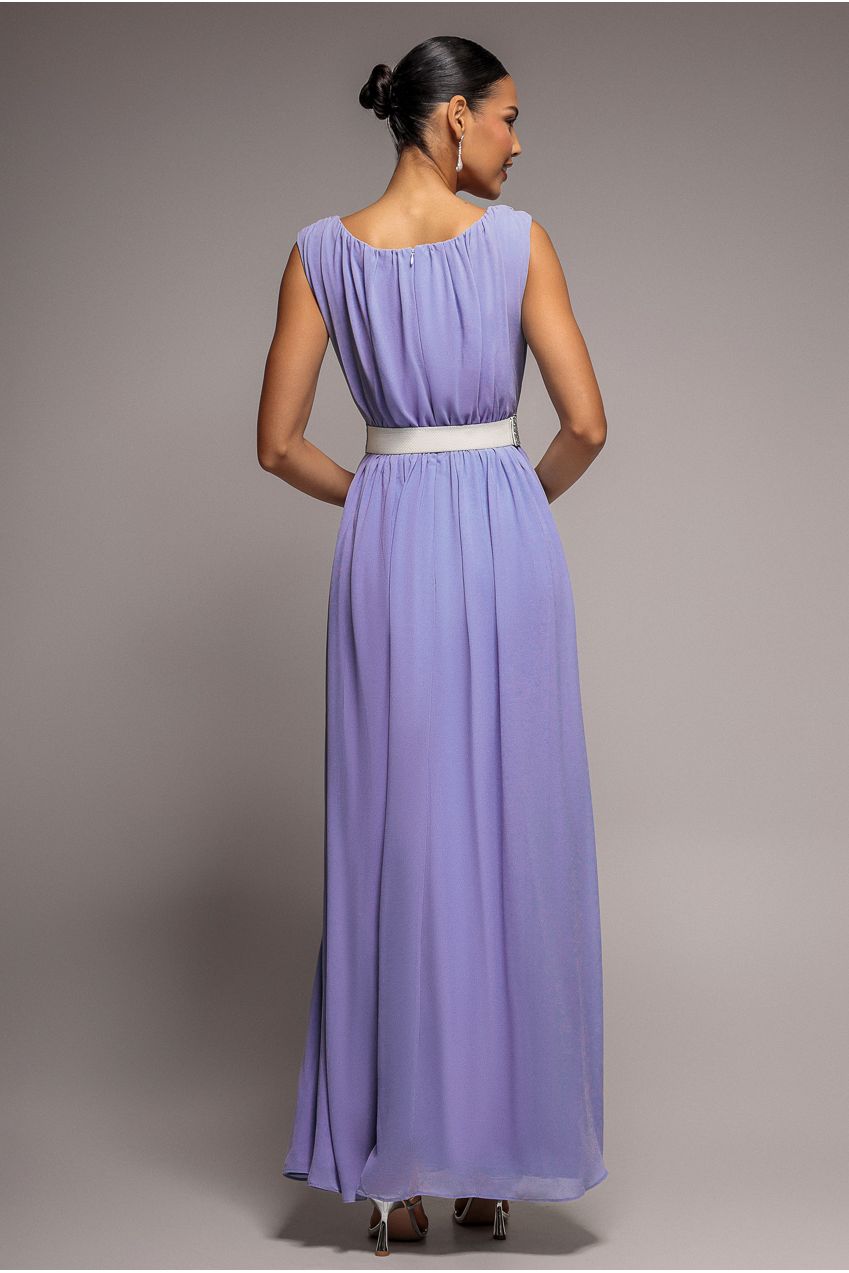 Chiffon Maxi With Embellished Belt - Lilac DR3472